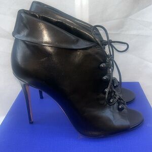Aquazzura Black Napa Leather Maha 105 High Heel Bootie Shoes